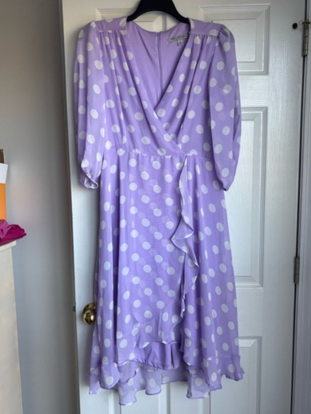 Danny & Nicole Lavender Polka Dot Maxi Dress